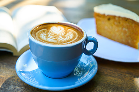 blue ceramic coffee cup with saucer thumbnail