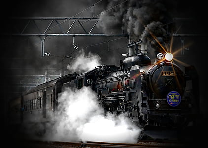 black and white smoke coming from train thumbnail