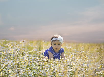baby about to crawl and surrounded by flowers thumbnail