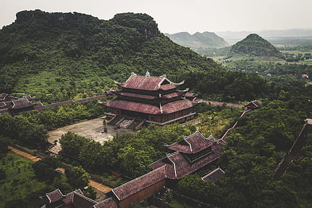 aerial view of house on mountain thumbnail