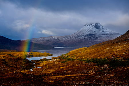 mountains and body of water during cloudy sky thumbnail