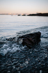 closeup photo of black stone beside body of water thumbnail
