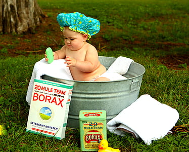 Shirtless Baby Boy in Galvanized Tub thumbnail