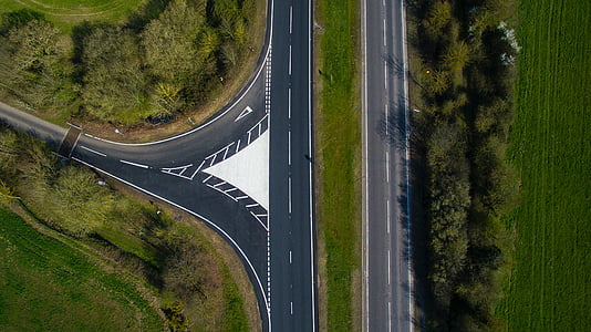 top-view photography of roads and field thumbnail