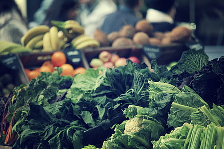 green leafy vegetables on market display thumbnail