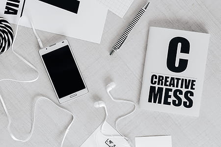 Top view of black and white typography sentences thumbnail