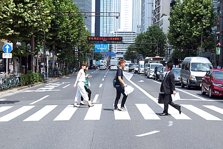 men and women walking on pedestrian lane thumbnail