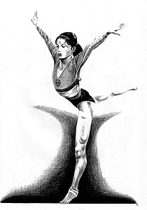 Chinese Gymnast Pencil Drawing thumbnail