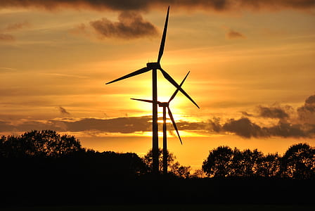 silhouette of windmill during sunset thumbnail