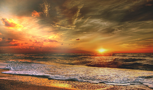 orange sunset by the beach thumbnail