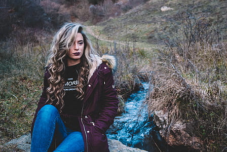 women's maroon button-up coat thumbnail