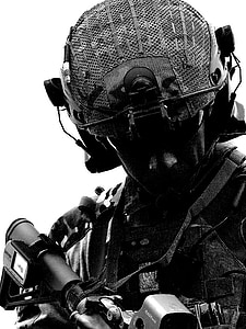 man wearing advance tactical helmet and gear thumbnail