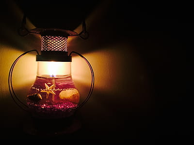 Black Metal Framed Glass Table Lamp thumbnail