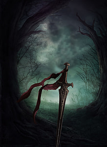 brown handled sword on ground thumbnail