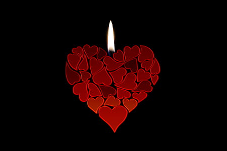 red heart candle illustration with black background thumbnail