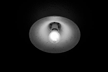 grayscale photography of turned-on lamp thumbnail