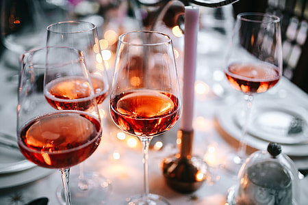 Rose wine glass on christmas table thumbnail