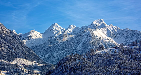 bird's eye view of snow mountain thumbnail