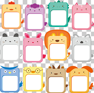 Drawing Animal , Cute animals collection Frame, twelve assorted-animal-and-color icons PNG clipart