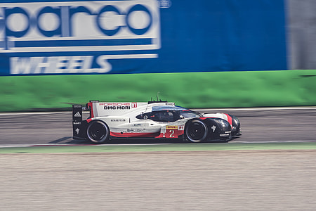 white, red, and black, sports car, race track thumbnail