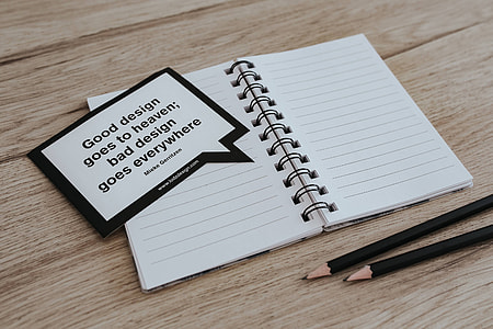 Inspirational cards with quotes and an empty notebook thumbnail
