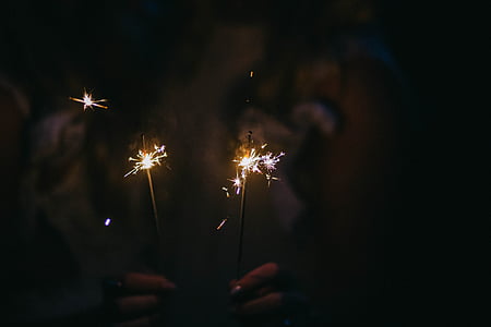 person holding two sparklers thumbnail