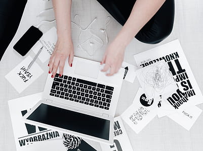 Femine Workplace with White Laptop thumbnail