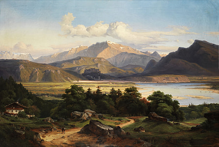 body of water beside mountain near trees thumbnail