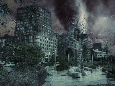 gray buildings during storm thumbnail