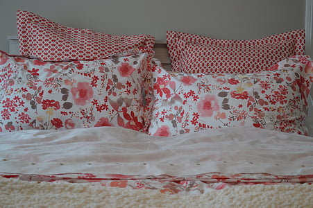 white, red, and gray floral bedding set thumbnail