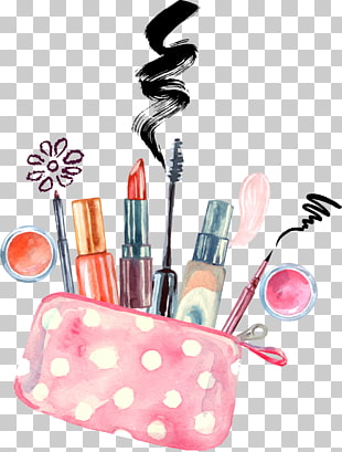 Cosmetics Watercolor painting Make-up artist Drawing, Hand-painted makeup, assorted makeup lot illustration PNG clipart