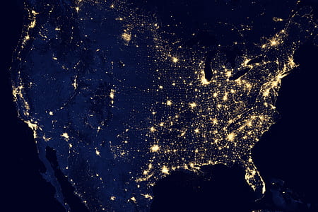 united states, space, satellite imagery, image, night, evening thumbnail