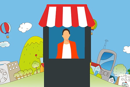 Illustration of woman working in a booth at an event thumbnail
