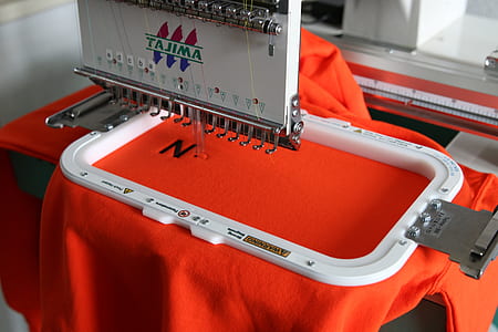 white Tajima commercial embroidery machine thumbnail