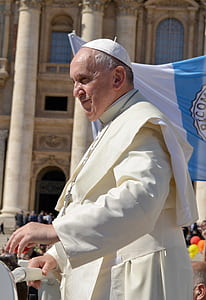 Pope Francis standing near flag thumbnail
