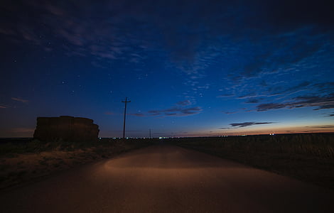 road, nighttime, dark, night, path, horizon thumbnail