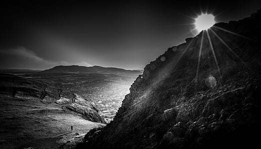 grayscale photo of mountain thumbnail