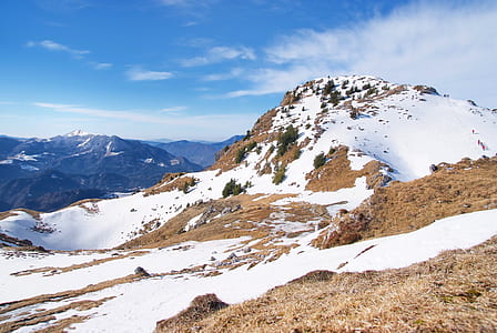 snow-covered mountain under cloudy sky thumbnail