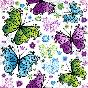 Floral butterflies seamless pattern vector set eps file