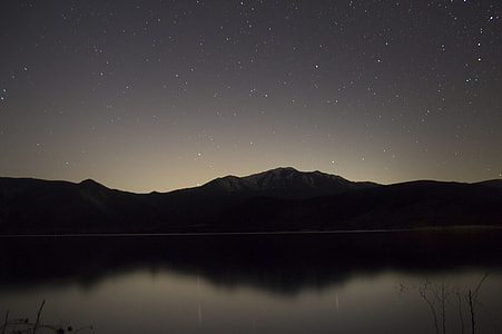 silhouette of mountains during nighttime thumbnail