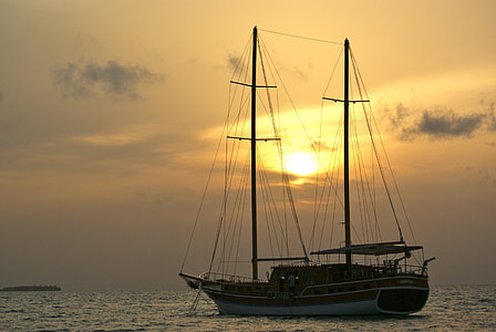 black galleon at sunset thumbnail