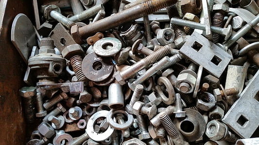 gray steel nut and bolt lot thumbnail