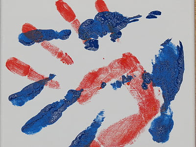 blue and red hand print artwork thumbnail