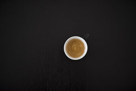 top view of coffee in white mug thumbnail