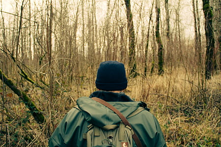 man walking through forest during daytime thumbnail