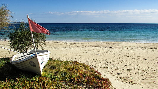 white boat beside seashore thumbnail
