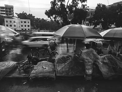 grayscale photo of person on pavement thumbnail