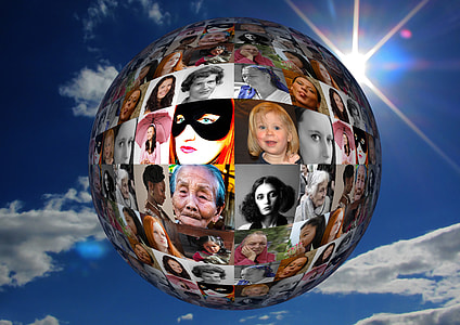 assorted photo globe with blue sky and clouds as background thumbnail