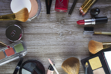 women's assorted cosmetic products forming circle thumbnail