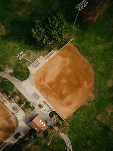 aerial photo of brown baseball field at daytime thumbnail